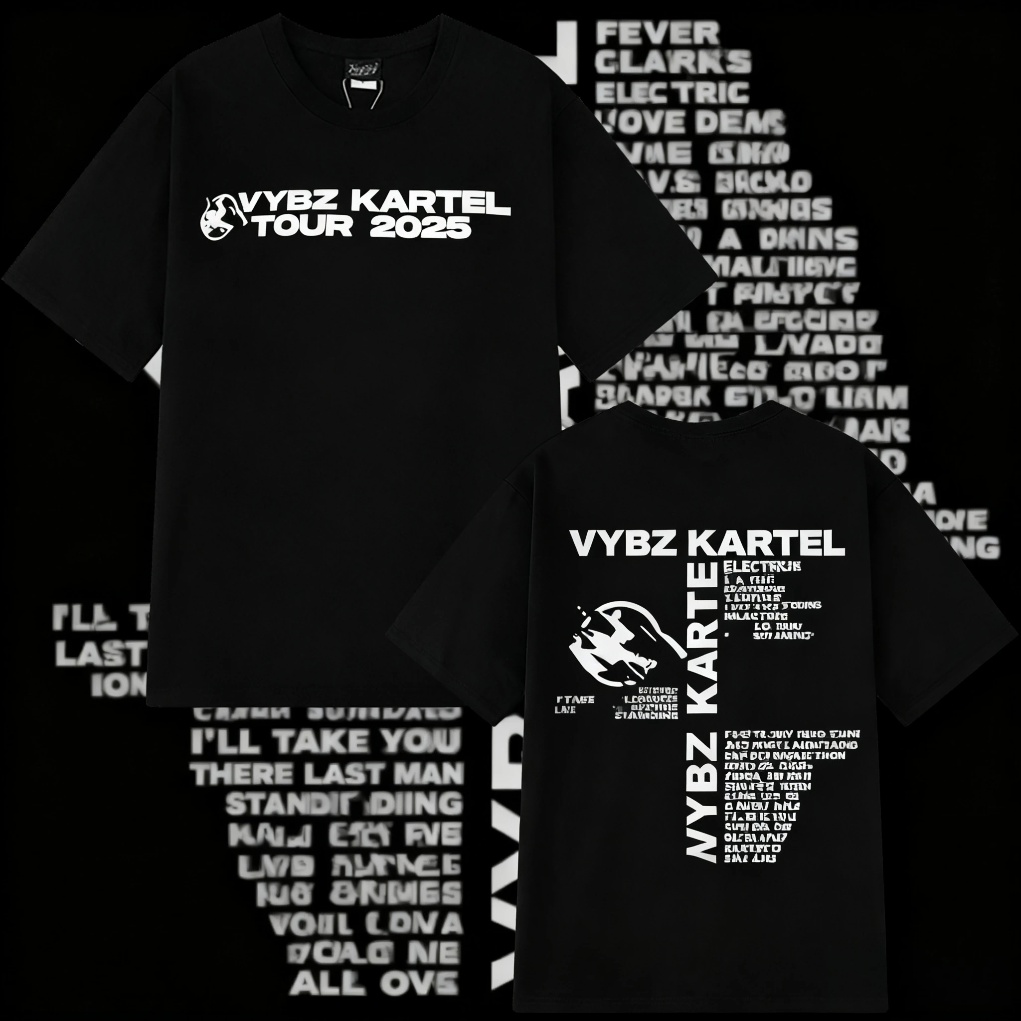 

2025 Rapper Vybz Kartel Tour New Album Mens Women Fashion Harajuku Oversized 100% Pure Cotton Printed Breathable T-shirt
