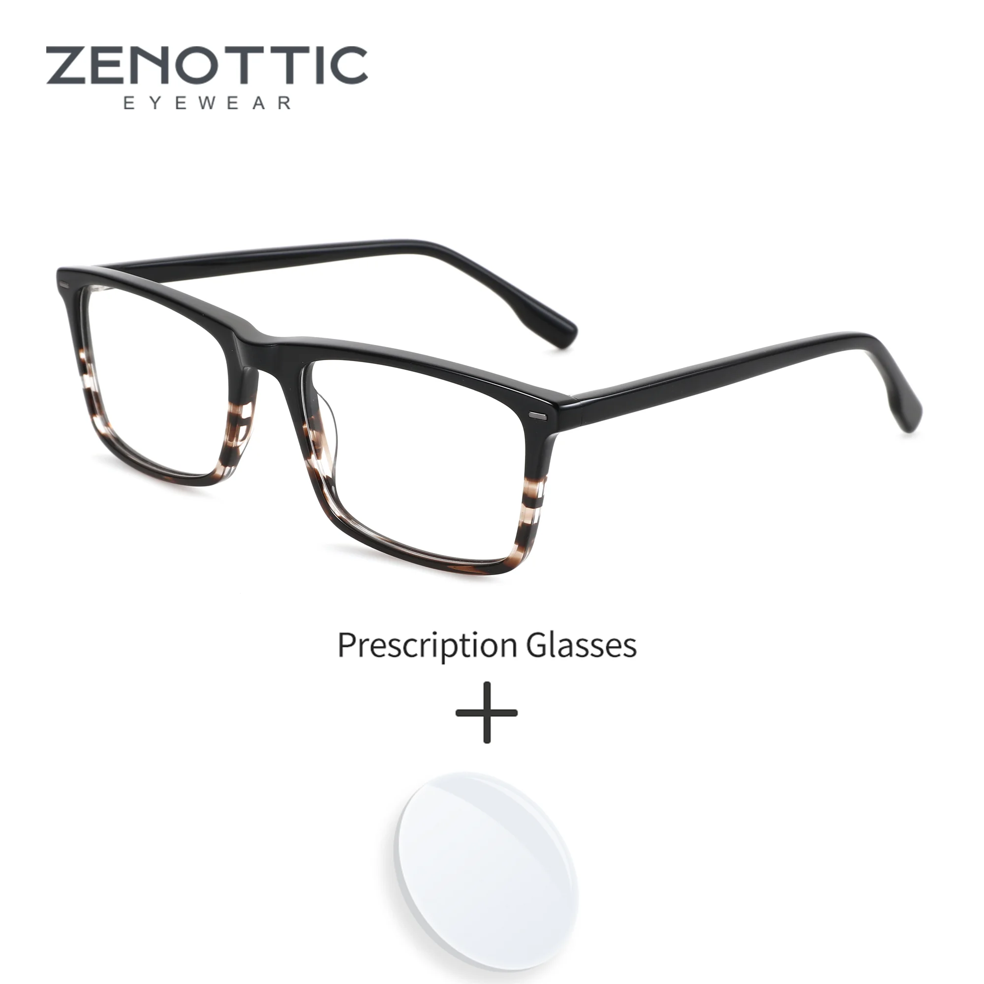 

ZENOTTIC XL Size Mens Square Prescription Glasses Acetate Frame Photochromic Multifocal Lenses