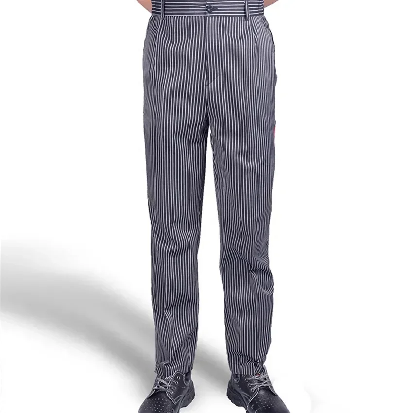 Trousers Cook Maxi Uniform For Service Man Work Men's Restaurant Kitchen Pant Food Chef Wear Stripe Bottoms Loose