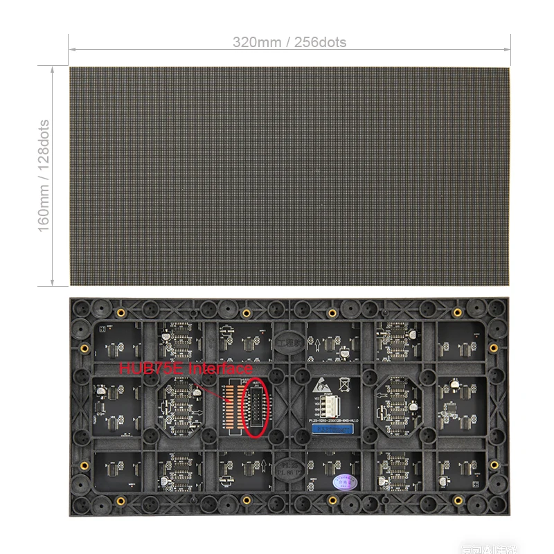 Small Pitch LED P1.25 Indoor-Vollfarbmodul Matrixbrot 320 x 160 mm 256 x 128 Pixel 26-Pin-Display 1/64Scan