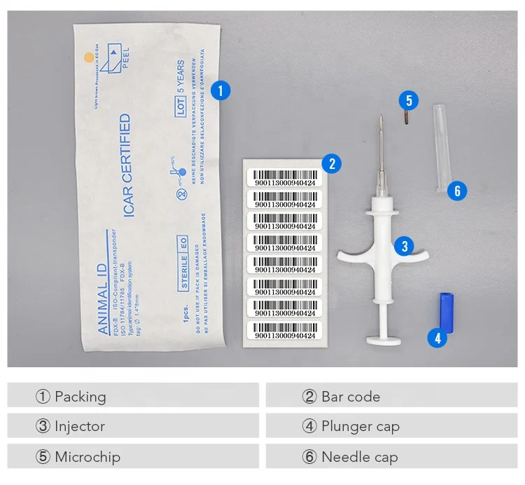 

Hot Product RFID Bioglass Animal Tracking Microchip with & Cattle Ear Tags