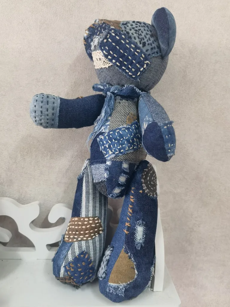 Cowboy Cloth Antique Cloth Coarse Cloth Blue Dyed Patchwork Shabby Style Gift Shabby Rabbit Doll Plush Toy Surprise Gift