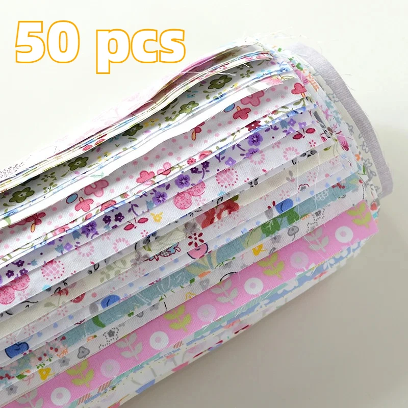 50 Stück Kleine Stoffstücke, Zerfetzter Stoff, Reine Baumwolle, Cartoon-Handarbeiten, DIY-Bastelset für Anfänger, Patchwork-Nähstoffe – Detail 1