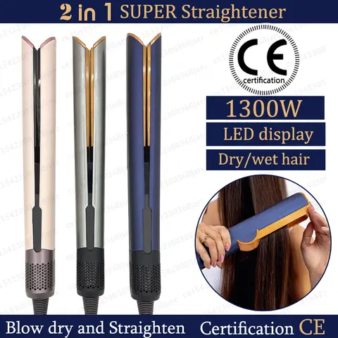 220V 전문 헤어 스트레이트 너 헤어 드라이어 히트 업 플랫 음이온 다리미 지속 스타일링 스트레이트 너 2 in 1 디스플레이 포함