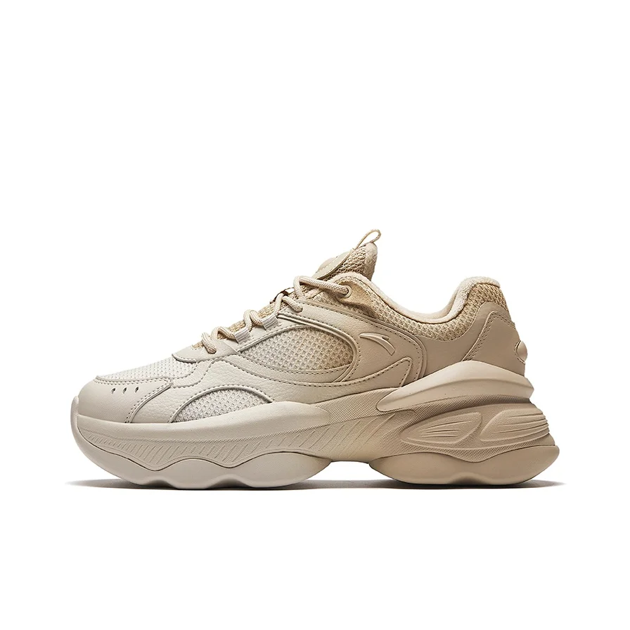 Anta White Microfiber, Fleece Lined Comfortable Fashion Slip Resistant Thermal Low top Chunky Sneakers Women's 922418885-9