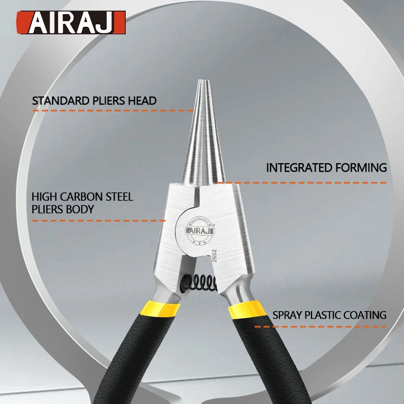 AIRAJ 7-In Circlip Pliers Needle nose Pliers Retaining Ring Pliers for Removing Installing Puller Locking Rings Shafts Hand Tool