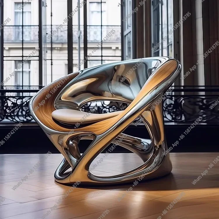 

O S Nordic Designer Creative Leisure Chair Living Room Balcony Single Sofa Negotiation Chair Hollow Electroplating Chair