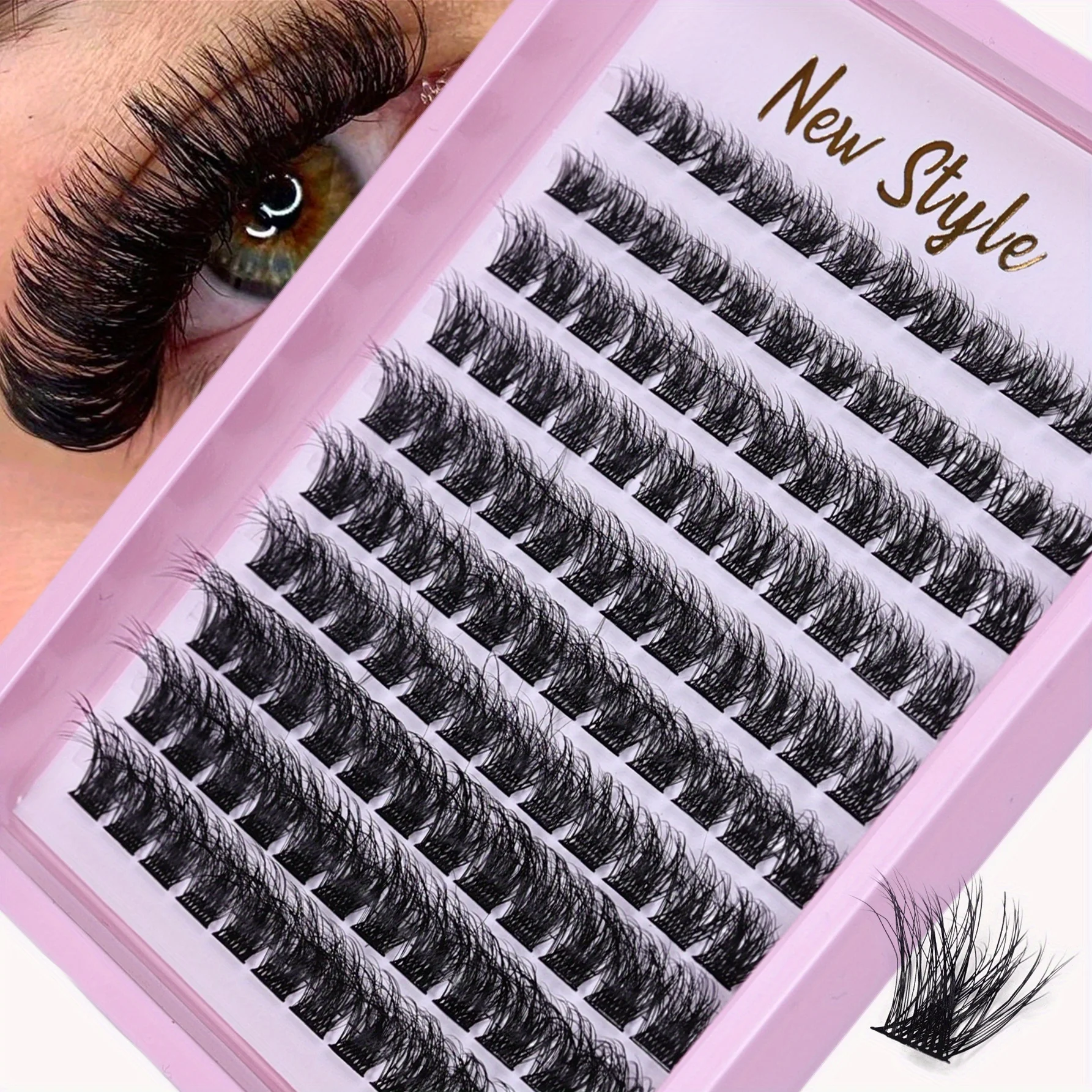 120 Stück Wimpernbüschel 10-16mm Wispy Einzelwimpernverlängerungen D-Curl Flauschige Wimpern für einen natürlichen Look