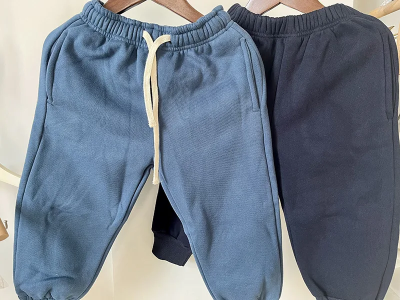 2025 KS الشتاء طفل الفتيان الصوف بلوزات البلوفرات السراويل مجموعات الاطفال ملابس قطنية الفتيات الكرتون بلوزات هوديس بنطلون