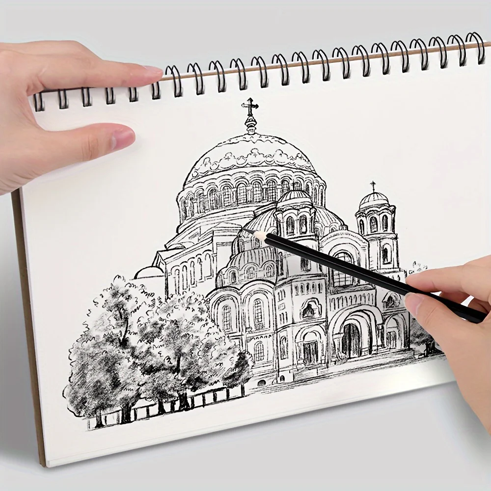1pc A4 Kraft Soft Cover Blank Notebook Journal, Spiral Sketchbook Pad, Drawing Book, 100 Sheets/100gsm