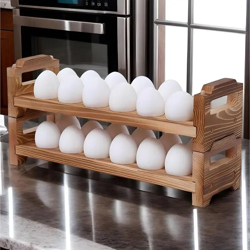

Counter Wooden Egg Holder Egg Collecting Rack Wood Sorter Space Saving Rustic Farmhouse Counter Display for Party Kitchen Table