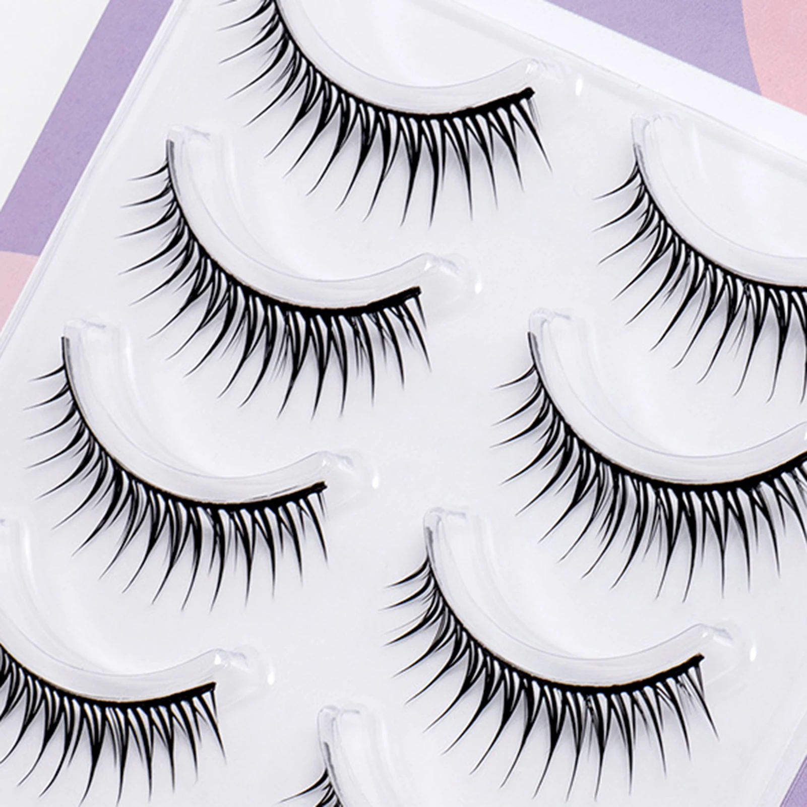Falsche Wimpern im koreanischen Stil, kleberfrei, Vollstreifen-Wimpern, 5 Paar, Cosplay, Wispy-Streifen-Wimpern für Frauen und Mädchen, Make-up