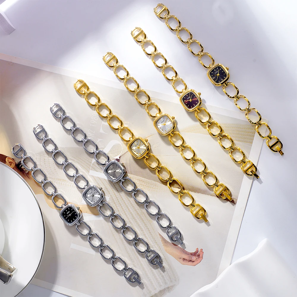 Gedi luz luxo high-end elegante temperamento relógio de pulso feminino retro pequeno quadrado relógio de quartzo mulher personalidade na moda