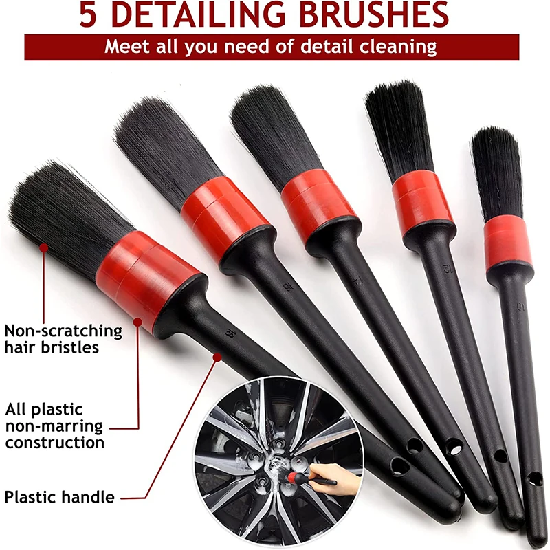 Car Detailing Brush Set Vehicle Wash Tool Kit Contain Foam Wax Applicator Wash Mitt Towel for Cleaning Wheels Dropshipping