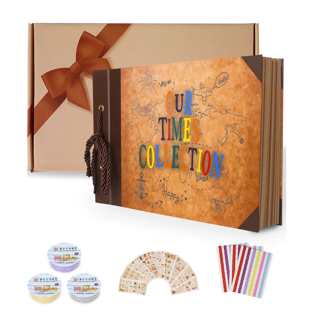 Kreatives Gedenk-DIY-Fotoalbum - 10-Zoll dreidimensionales Geschenk-Akkordeonalbum - selbstklebendes Holz-Fotoalbum