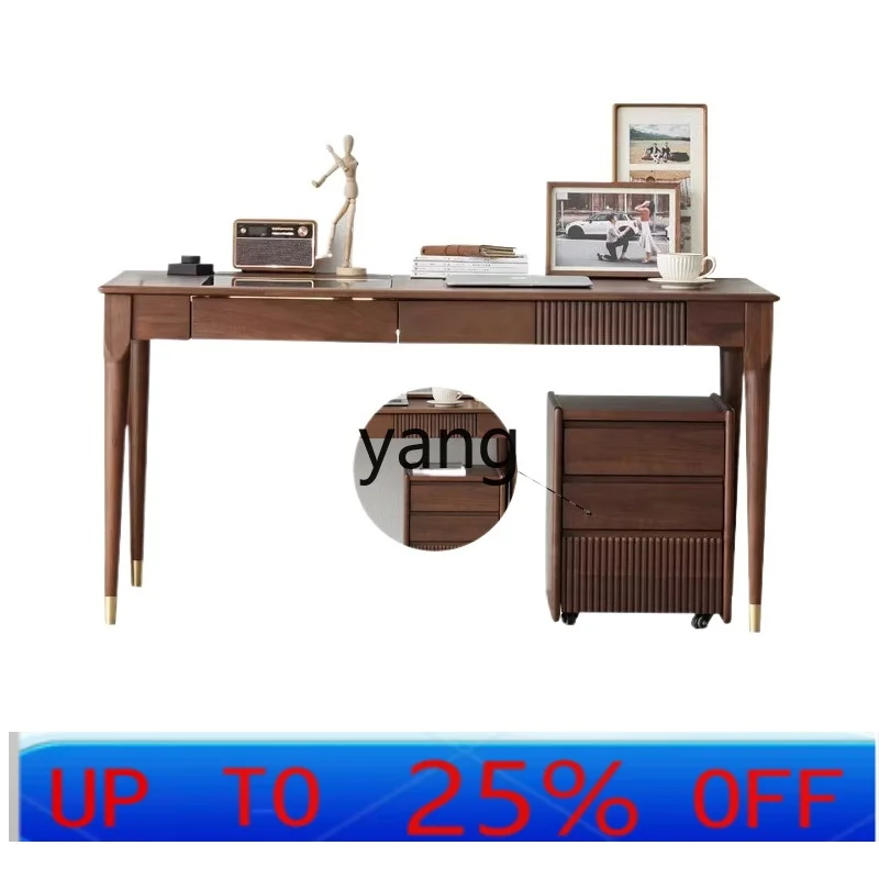 

LTT light luxury North American black walnut computer desk bookcase integrated table