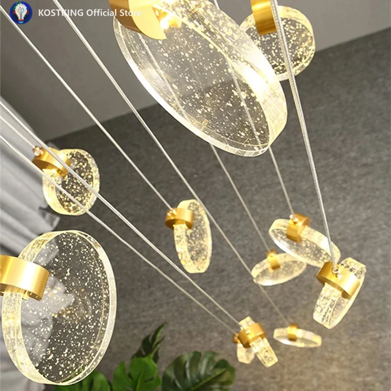Nordic Bubble Crystal Ceiling Chandelier For Bedroom Bedside Villa Staircase Duplex Building Home Decoration Accessories