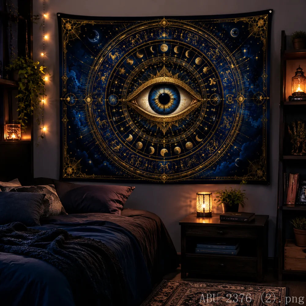 VIKAMA Mystical Sun Moon Stars Tapestry, Vintage Astrology & Constellation Wall Art, Spiritual Home Decor