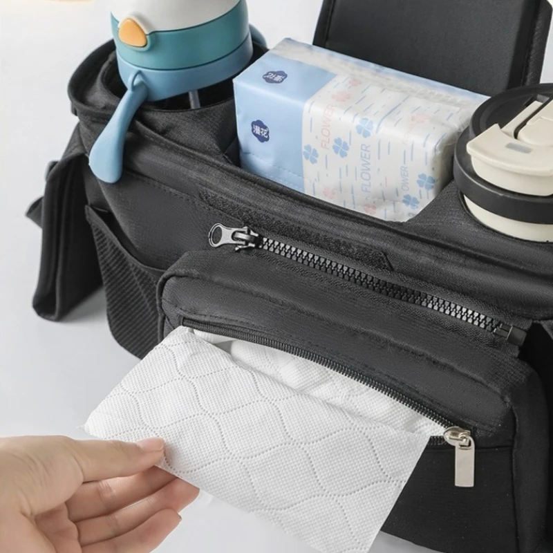 Baby-Kinderwagentasche mit isoliertem Getränkehalter, große Kapazität, Organizer für Kinderwagen, universelle Aufbewahrungstasche zum Aufhängen am Kinderwagen, Wickeltasche. – Detail 9