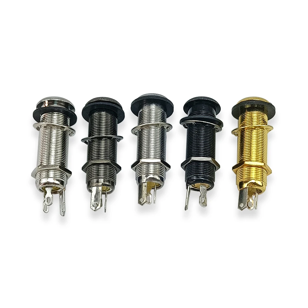 Electric Guitar Bass Parts 6.35mm Stereo Output Input 1/4 Inch Jack Socket Plug Brass Straight Ribbed Tube Style Jack Anti-noisy