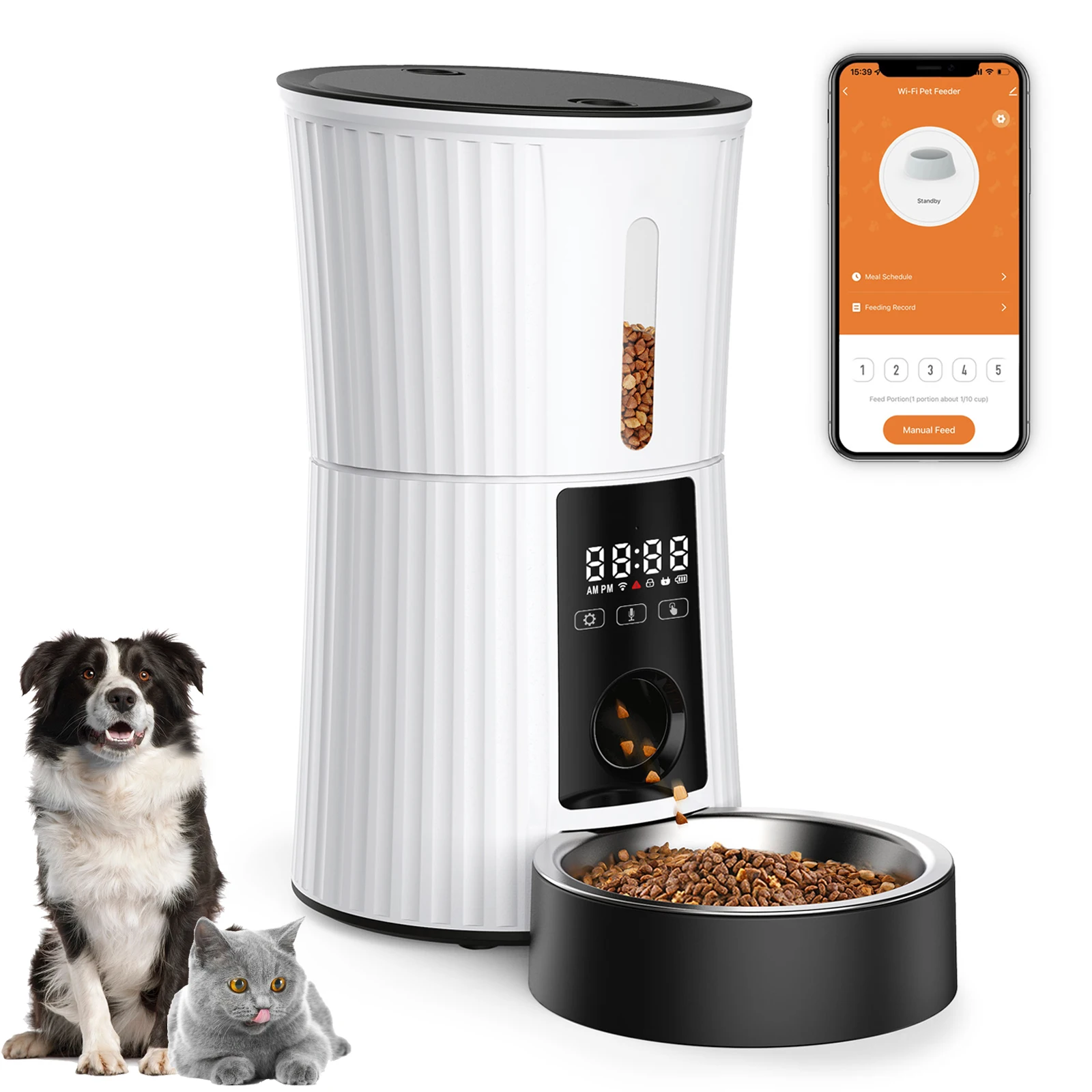 

New Timed Automatic Cat Feeders 4L Automatic Cat Food Dispenser 10S Voice Recorder for Cats and Small Medium Dogs