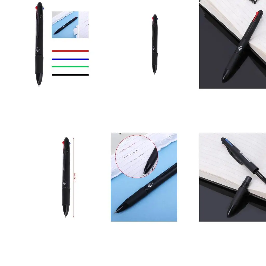 Multicolor 4 in 1 Ballpoint Pen 0.7mm Red Green Blue Refill School Office Supply