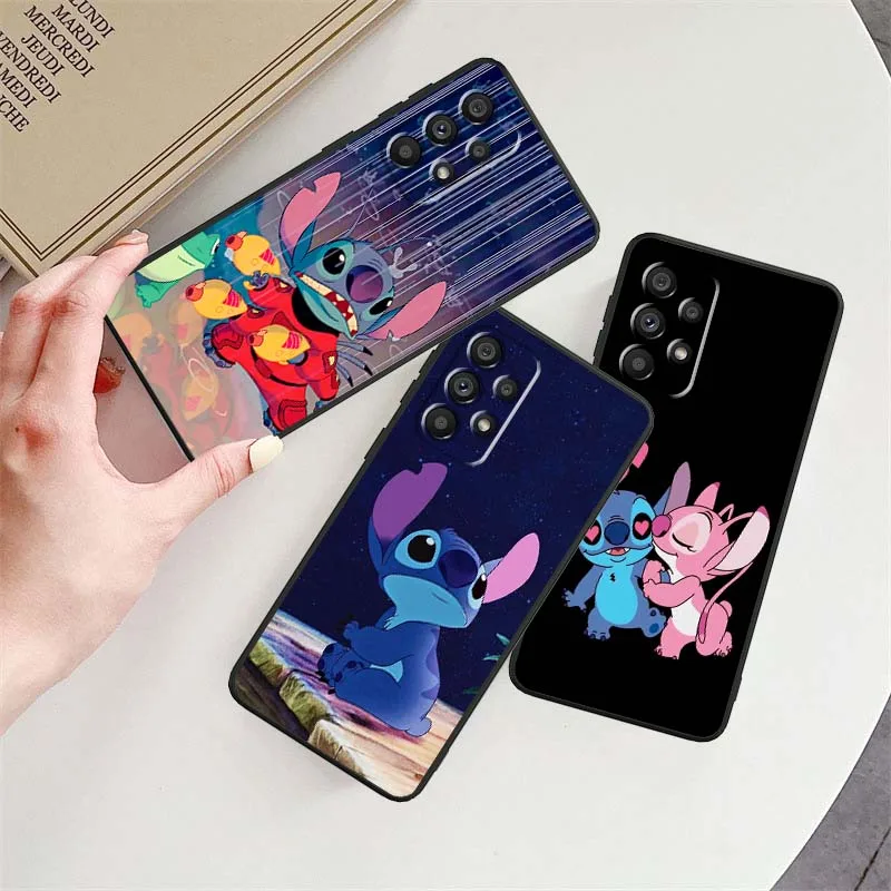 

Cute Lilo Stitch For Samsung A73 A72 A71 A56 A55 A54 A53 A52 A51 A36 A13 A22 A16 A15 A14 A05 A06 Black Phone Case