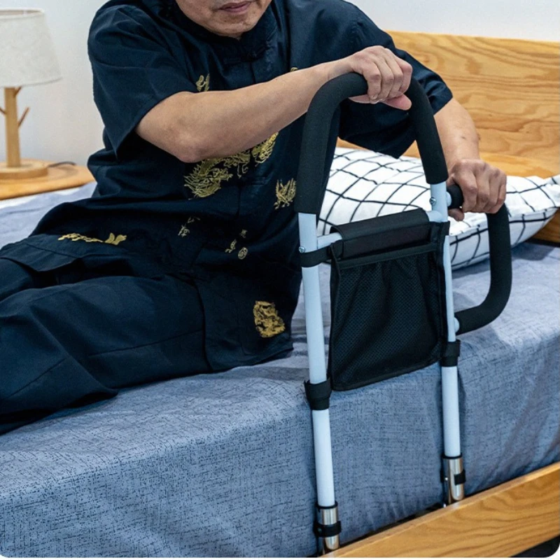 U-Shaped Bed Rail for Elderly, Non-Slip Standing Assist Handle with Guard, Fall Prevention Safety Bar for Home Bed