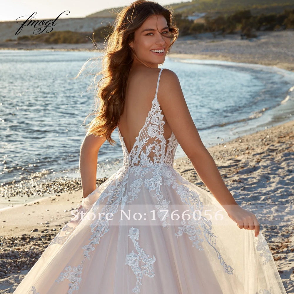 Customized A-Line Romantic Vintage Wedding Dresses Sweetheart Spaghetti Straps Vestido De Novia Appliques Delicate Bride Dress image 4