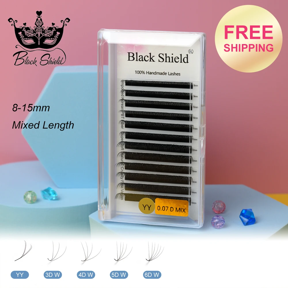 Black Shield New Arrival YY Shape lash Fluffy Individual Eyelash Extensions Natural and Soft Lash Wholesale/Supplies