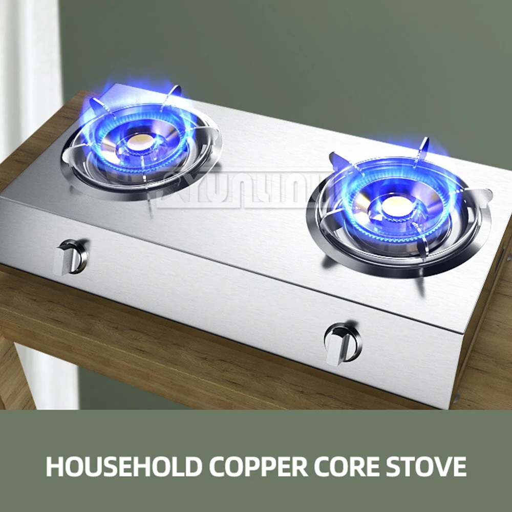 Desktop Cooktop Kitchen Double Gas Stove Household Kompor Gas Stainless Steel LPG Gas Stove Fogones De Gas Para Cocina