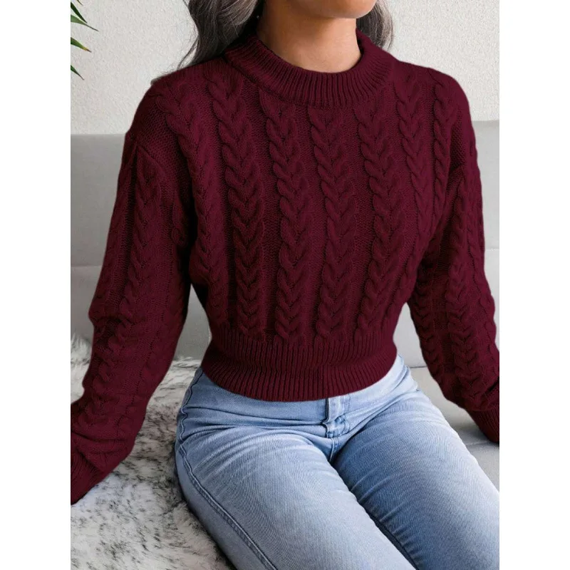 

Women's Color round Neck Sweater Ultra Thin Spring Summer Autumn Fashion Ladies Knitwear Pure Color Crew Neck Top