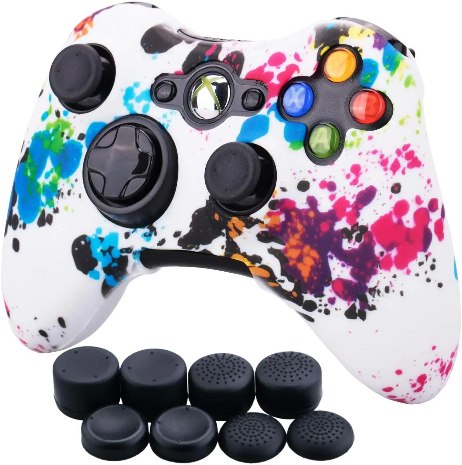 Zomtop水転写印刷保護スキンマイクロソフトxbox 360 有線/ワイヤレスコントローラシリコンケースカバーキャップ