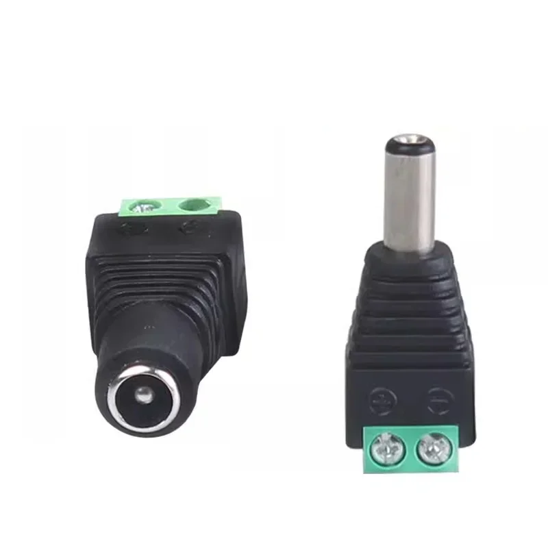 4/10Pcs 5.5mm X 2.1/2.5mm Female Male DC Power Plug 12V Adapter for Single Color LED Strip and CCTV Cameras