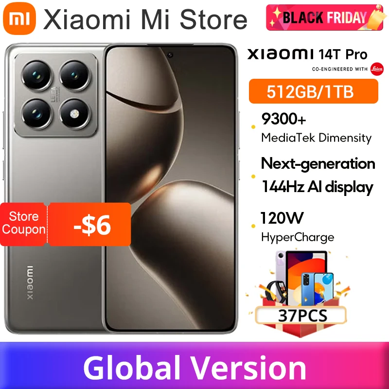 Global Version Xiaomi 14T Pro 5G Smartphone Dimensity 9300+ 144Hz AI Display 50MP Leica Camera 50W wireless 120W HyperCharge NFC