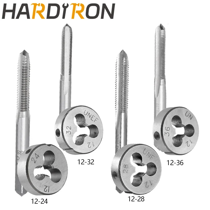 

Hardiron 12-24 12-28 12-32 12-36 Tap and Die Set Right Hand, HSS Thread Taps & Round Dies