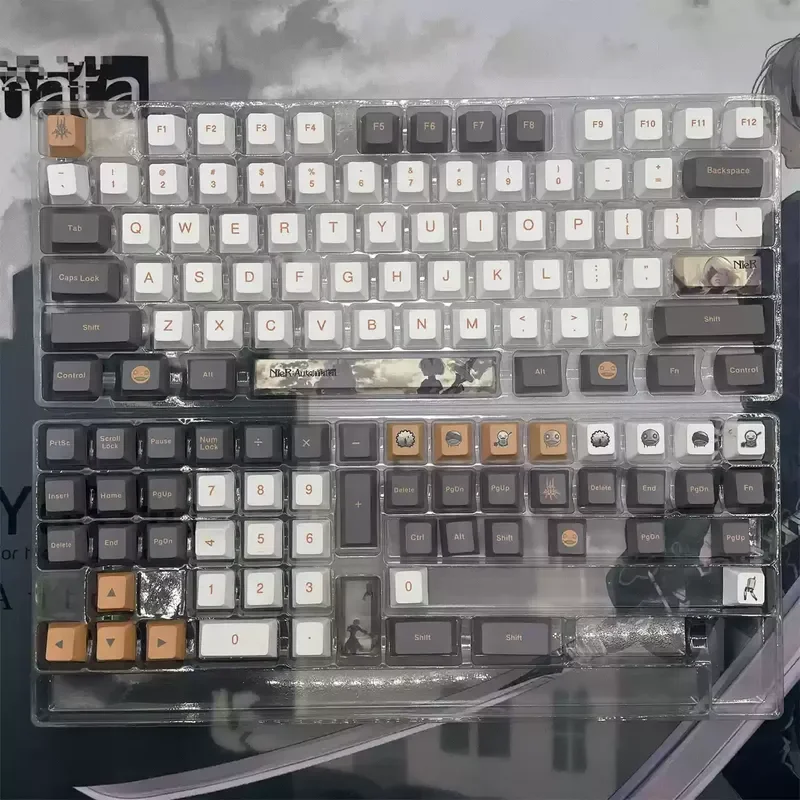 Imagem -02 - Anime Periférico dos Desenhos Animados Keycaps Nier Automata Keycaps Cinco Lados Pbt Sublimação Térmica Teclados Mecânicos Key Cap 128 Chaves