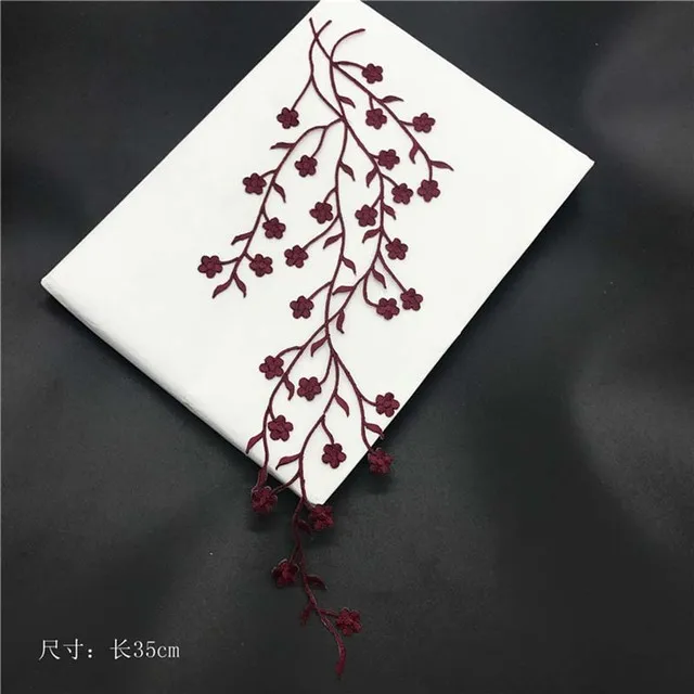 47CM/3D Stoffblumen-Applikation Kleidungsaufnäher, thermoklebend, Pflaumenblüten-Stickerei zum Aufbügeln für Kleider, Cheongsam – Detail 16