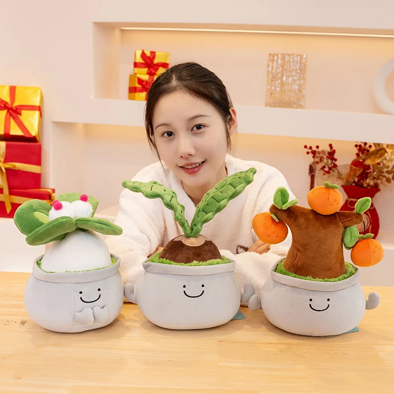 Simulation Cartoon Plant Pot Series Plush Doll Persimmon Plush Toy Home Decor Living Room Bedroom Car Accessorie Gift