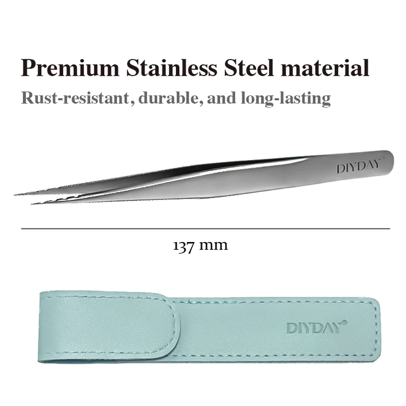 DIYDAY ジグザグピンセット プレミアムステンレス製まつげピンセット 滑り止め溝デザイン 完璧な分離 まつげエクステピンセット