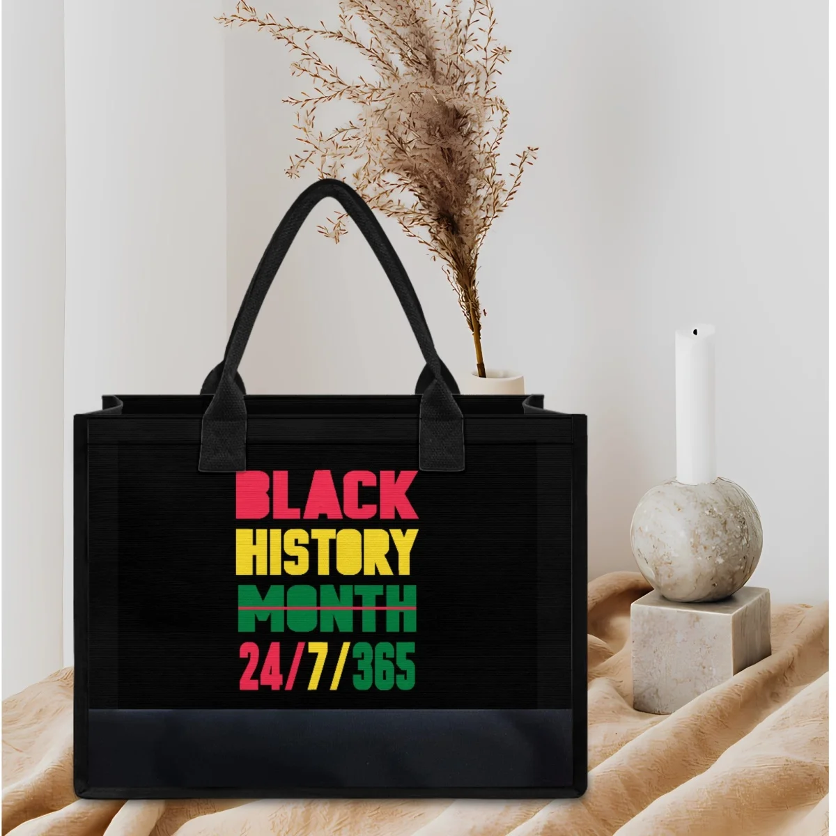 

Large Capacity Top Handle Casual Canvas Bag Black History Month Juneteenth 1865 Designer Vintage Shoulder Bag Classic Handbag