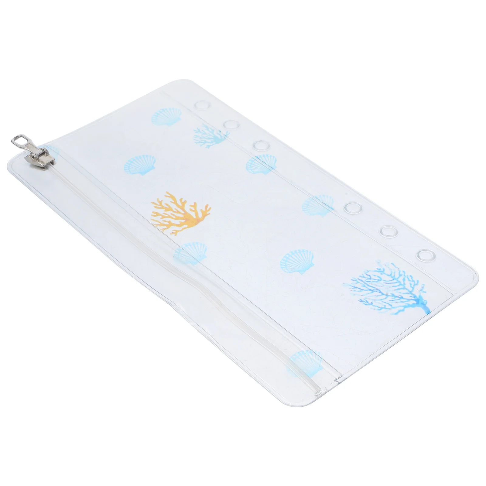 

Seashell A6 PVC Loose-leaf Notebook Cover 6 Hole Ticket Business Card Zipper Pouch Binder Pocket Storage Bag Document Folder