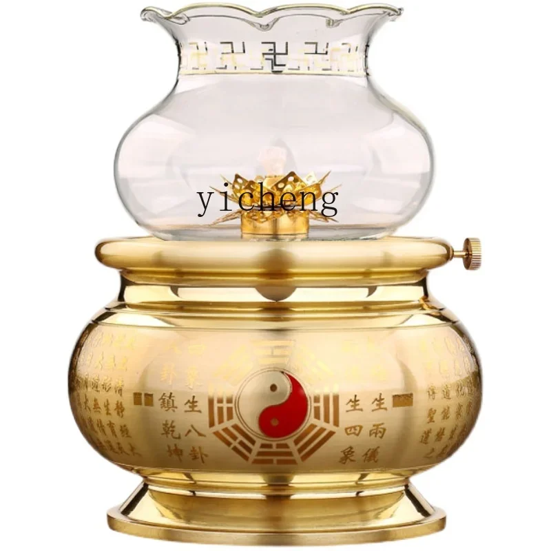 r5.20  pure copper gossip lotus offering Buddha ghee cup Xiantangkou God of Wealth liquid windproof Buddha front Changming cup