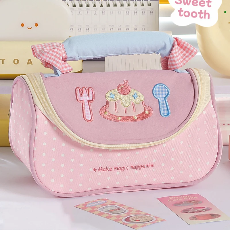 Portable Dopamine Color Pencil Case Multi-functional Large-capacity Stationery Pouch Pen Bag School Supplies
