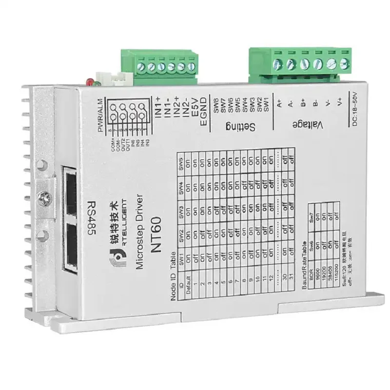 Imagem -05 - Driver de Passo Modbus Rs485 de Alto Desempenho para Equipamento Eletrônico 3c Driver de Controlador de Micro Passo Nema24 Nt60