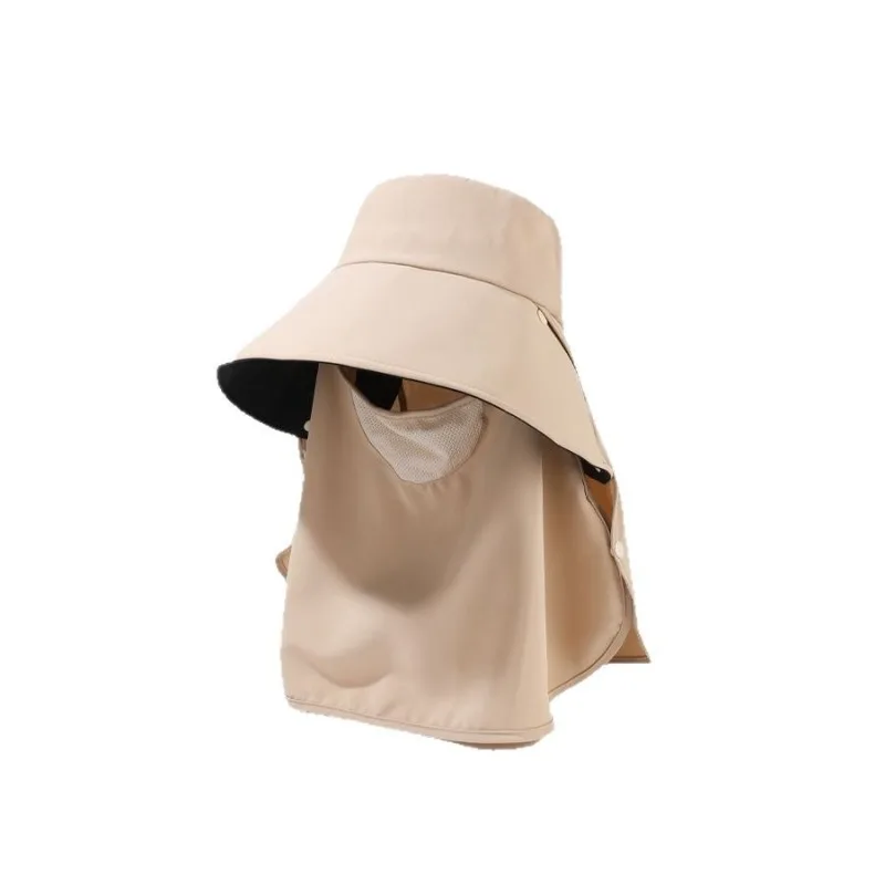 Summer Ponytail Hat with Face Mask Breathable Lightweight Sun Protection for Women Outdoor