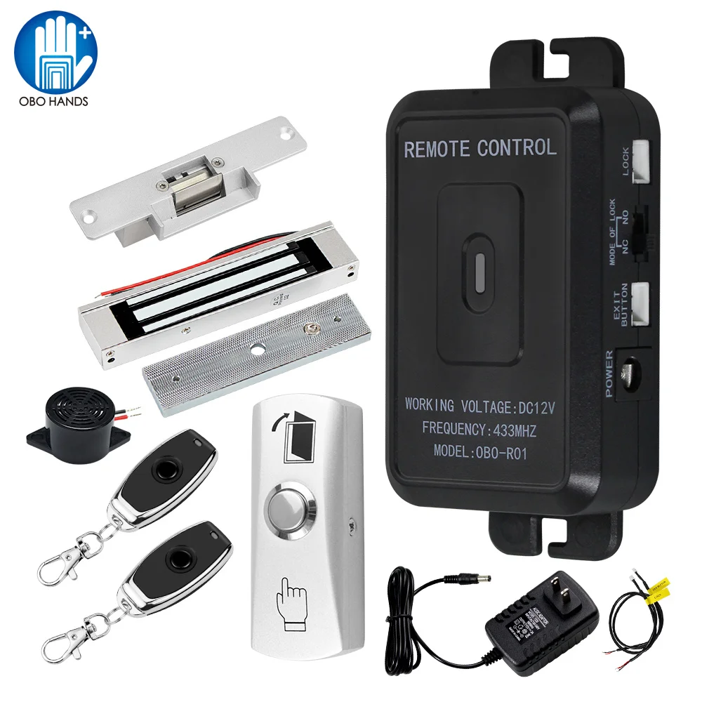 433MHz Door Wireless Access Controller System Kit Remote Control Unlock Gate Opener+ DC12V Power Supply, Electric Locks for Home