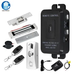 Kit sistema di controllo accessi Wireless per porta 433MHz telecomando sblocco apricancello + alimentatore DC12V, serrature elettriche per la casa