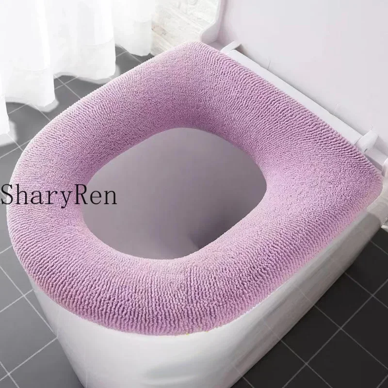 Universal Toilet Seat Cover Pure Color Pumpkin Pattern Closestool Mat Soft Warm Toilet Seat Cushion Bathroom Toilet Accessories