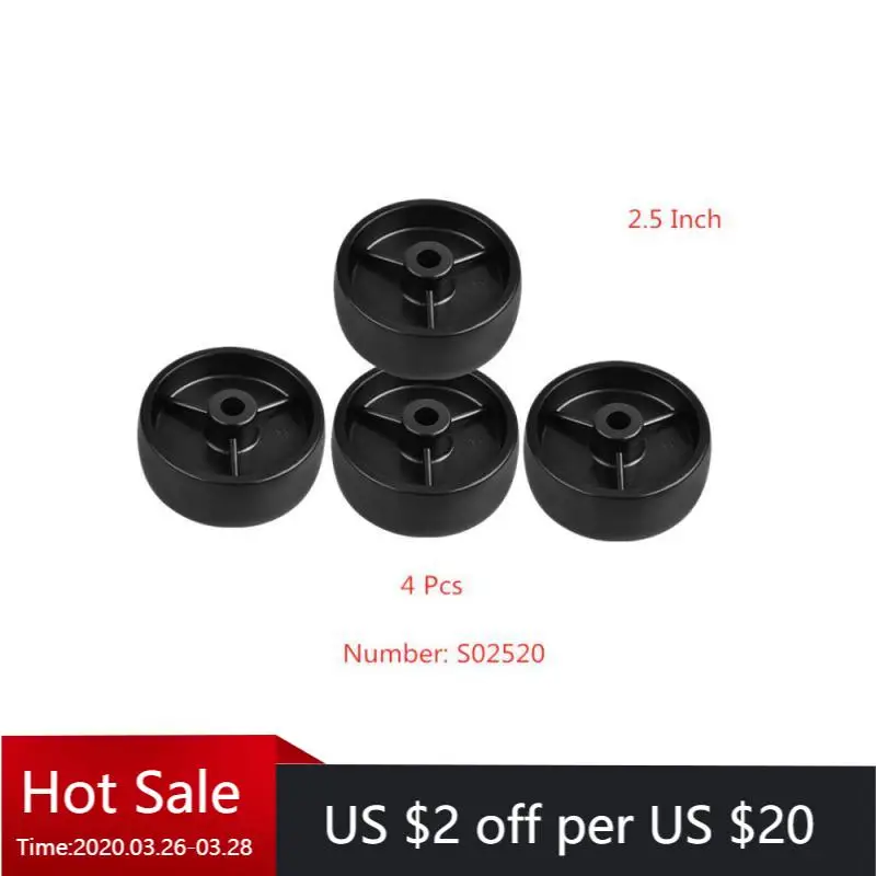 

(4 Packs) Casters 2.5 Inch Black PP Single Wheel Inner Hole 8mm Bearingless Plastic Diameter 65mm